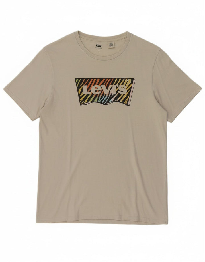 LEVI'S Mens Graphic T-Shirt Top Large Off White