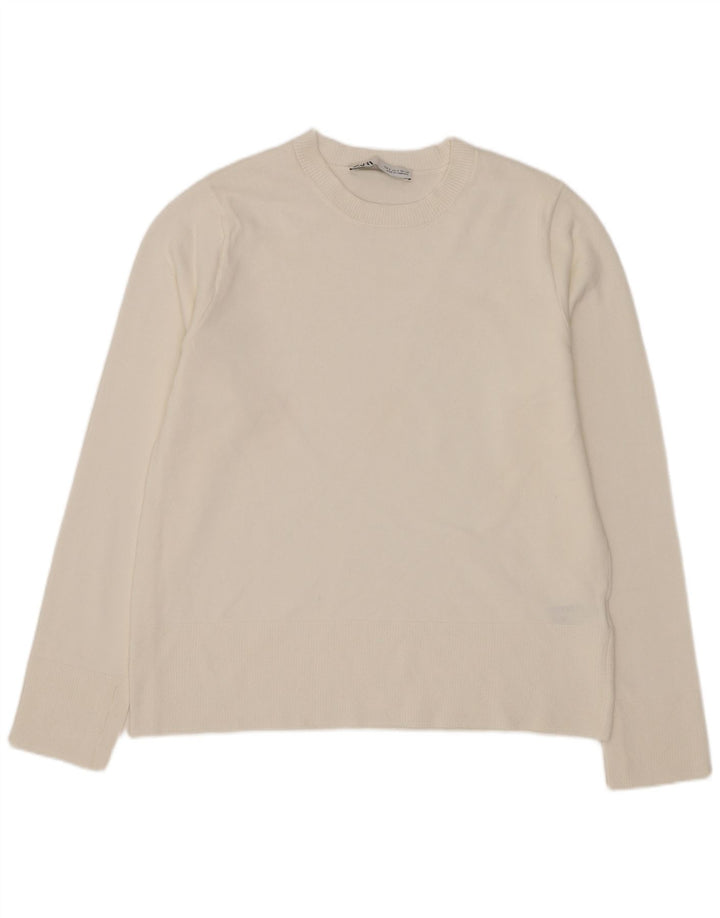 Damski sweter z okrągłym dekoltem Zara UK 10 Small White Wiskoza