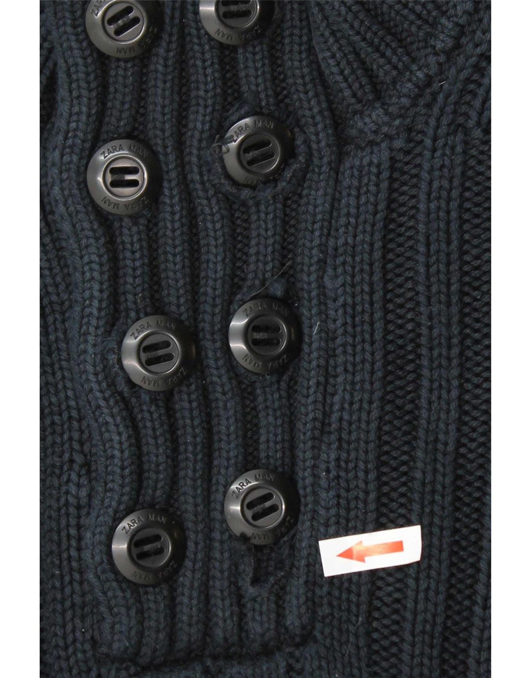 Zara Męski sweter zapinany na guziki, duży, granatowy, bawełniany
