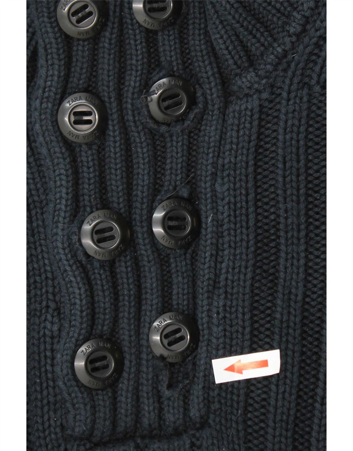 Zara Męski sweter zapinany na guziki, duży, granatowy, bawełniany