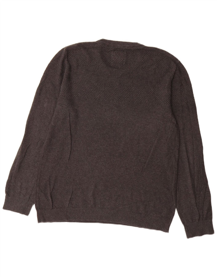 Męski sweter z okrągłym dekoltem Fat Face, duży, szary, bawełniany