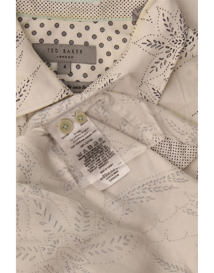 Koszula męska z krótkim rękawem TED BAKER, rozmiar 4, duża, biała, bawełniana w kwiaty