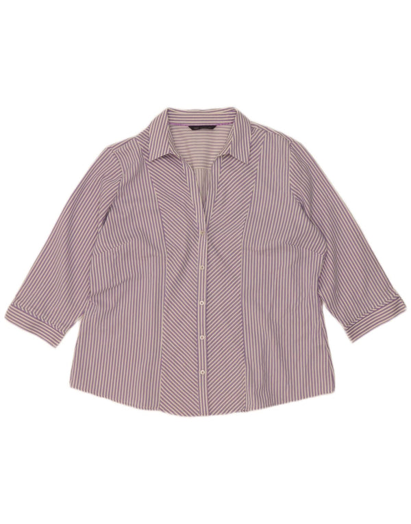 Damska bluzka koszulowa Marks & Spencer z rękawem 3/4, UK 18 XL, fioletowa w prążki