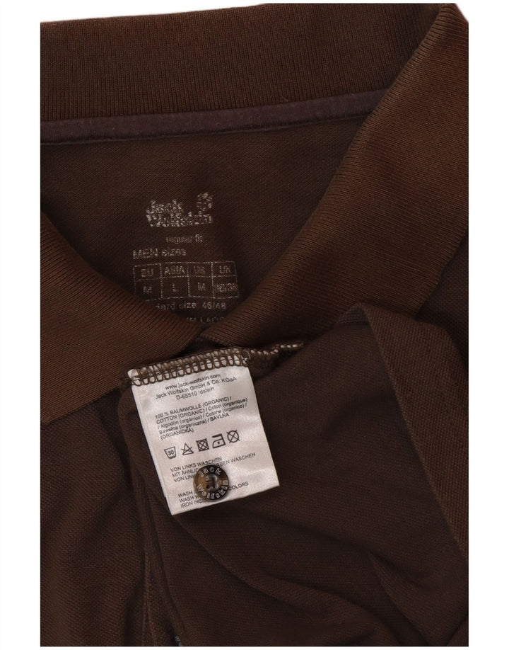 Męska koszulka polo JACK WOLFSKIN UK 36/38 Średni brązowy, bawełniany