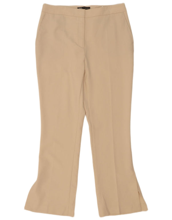 Damskie spodnie chino z wysokim stanem Zara XL W32 L32 Beżowy poliester