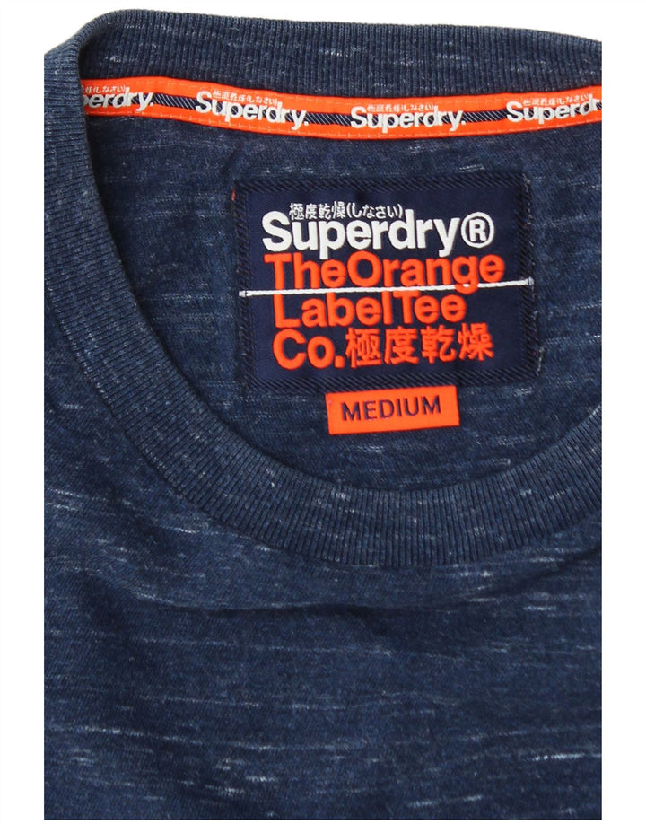 SUPERDRY Męski T-shirt Top Średnioniebieski, bawełniany w cętki