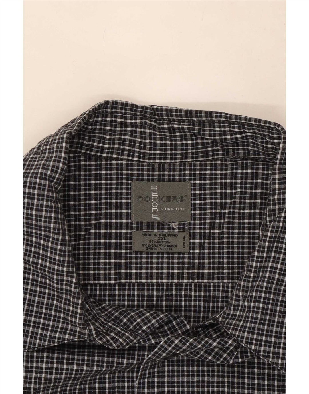Męska koszula z krótkim rękawem Dockers 2XL, bawełniana w czarną kratkę