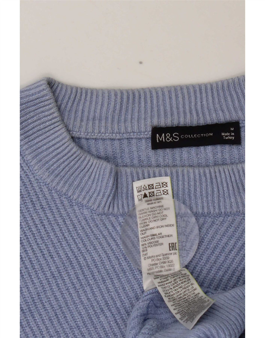 MARKS & SPENCER Damski sweter z okrągłym dekoltem, UK 14, średni niebieski