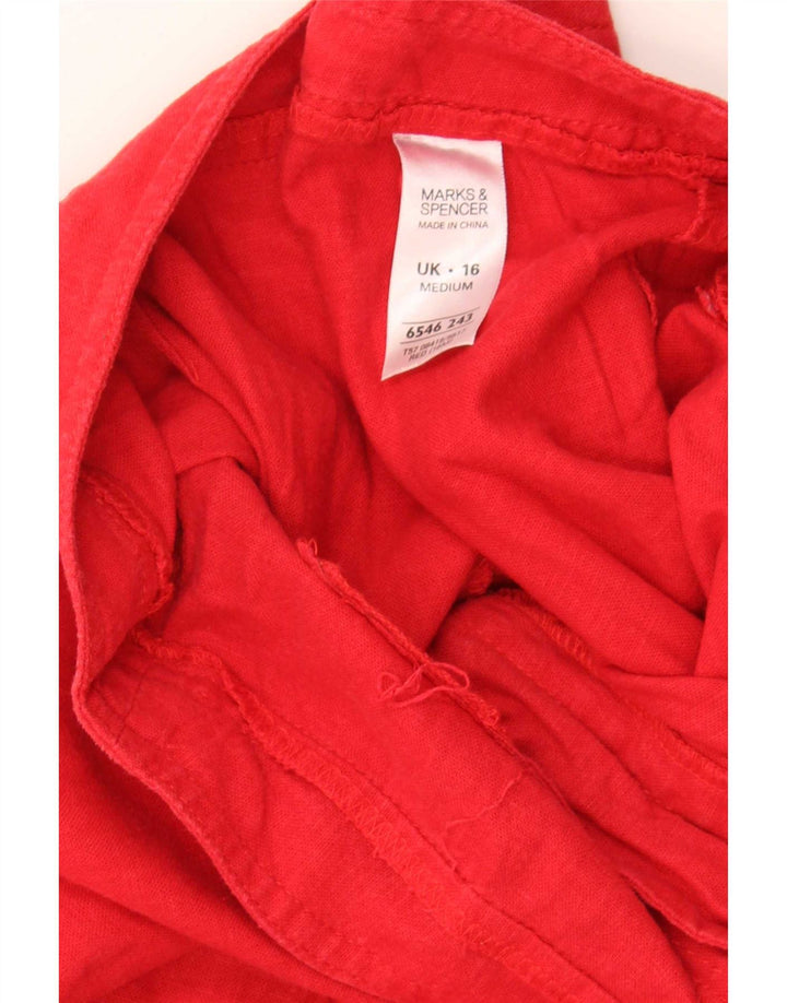Marks & Spencer Damskie Bermudy UK 16 Duże W34 Czerwone Lniane