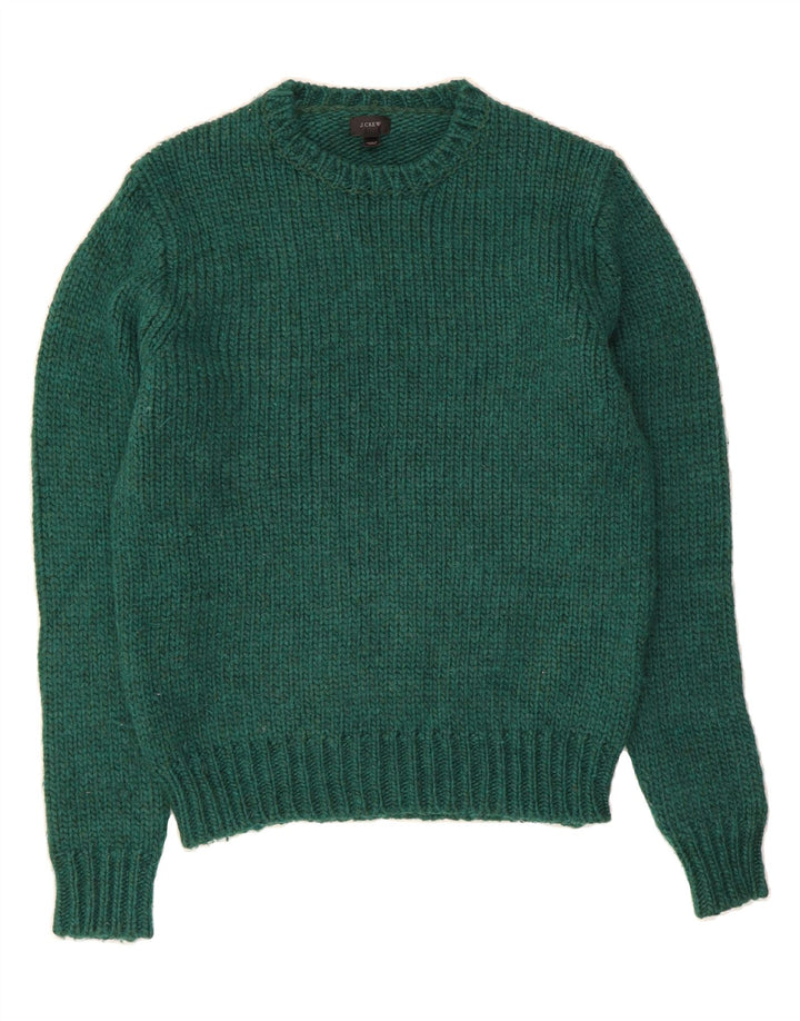 J. CREW Męski sweter z okrągłym dekoltem, średnio zielona wełna