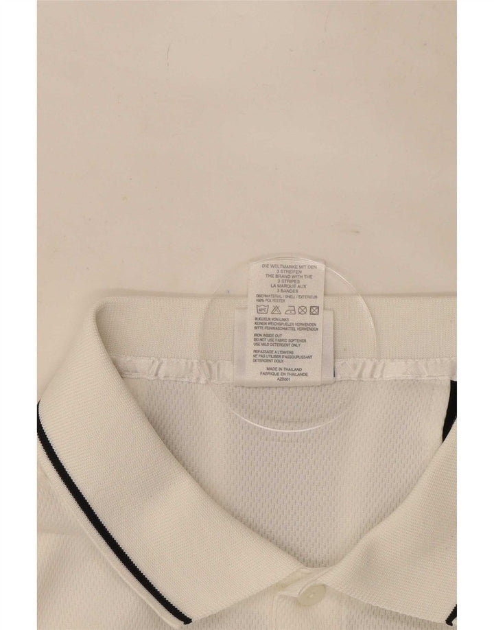 Męska koszulka polo Adidas UK 44/46, duża, biała, poliestrowa