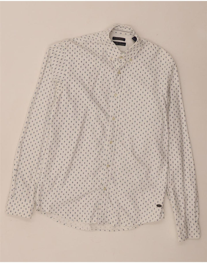 Koszula męska Scotch & Soda o klasycznym kroju, średnia, biała, bawełniana w cętki