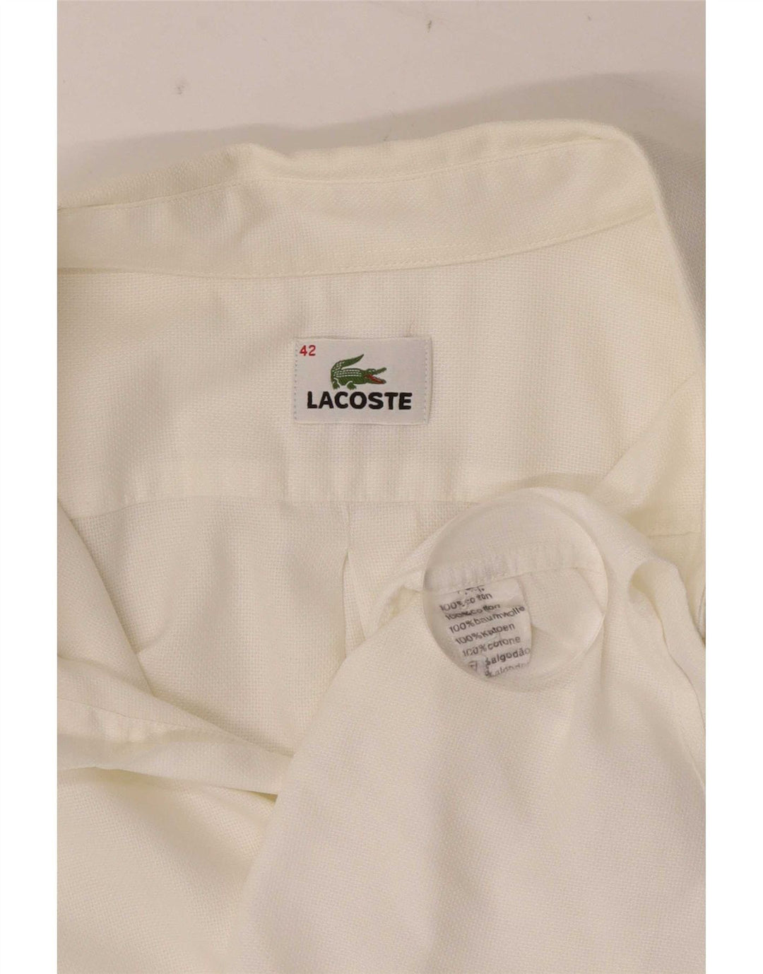 Koszula męska z krótkim rękawem Lacoste, rozmiar 42, duża, biała, bawełniana
