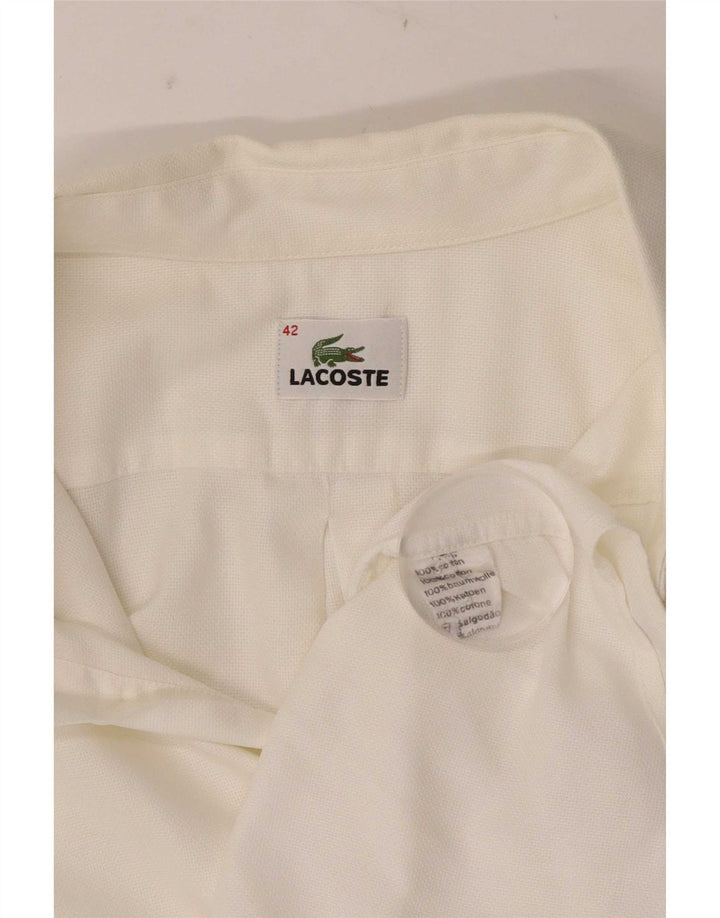 Koszula męska z krótkim rękawem Lacoste, rozmiar 42, duża, biała, bawełniana