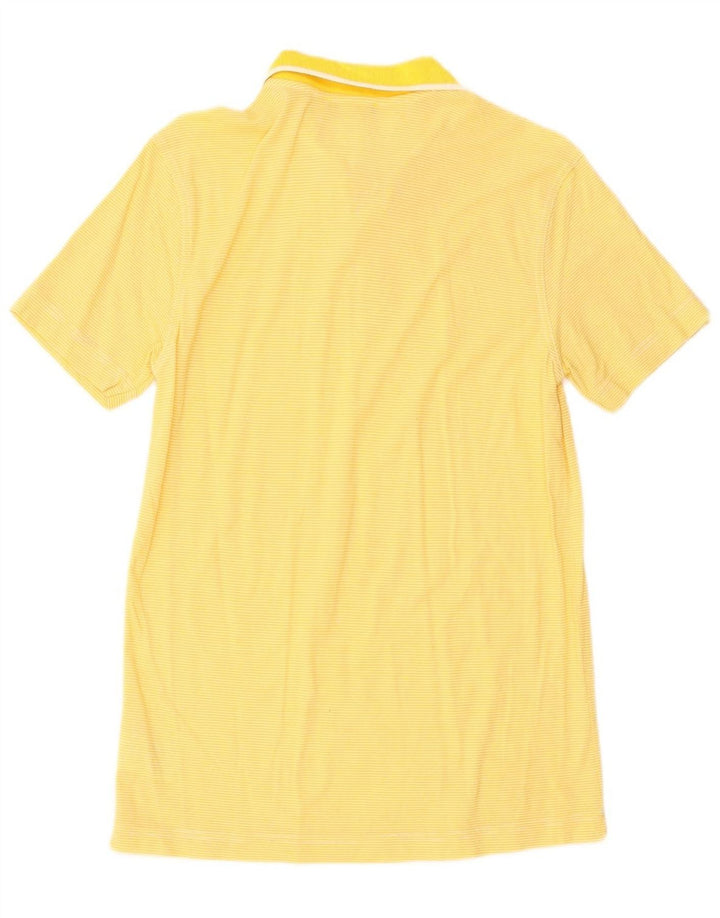BENETTON Mens Polo Shirt Small Yellow Striped Cotton