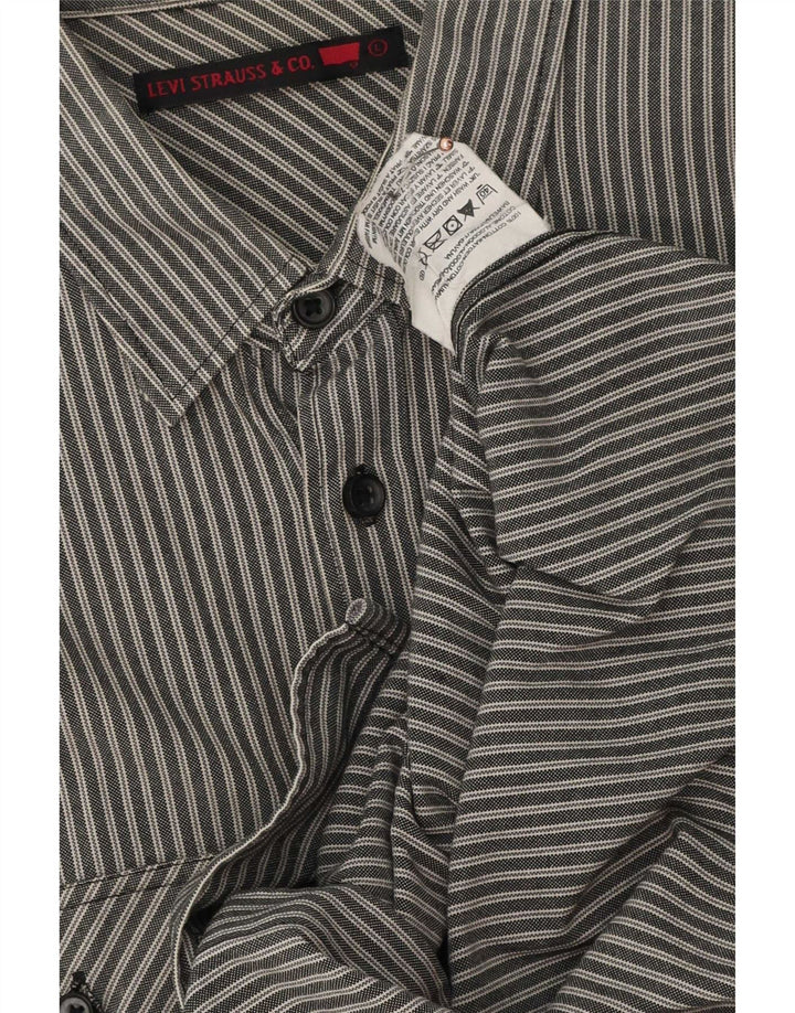 Koszula męska Levi's, duża, szara, bawełniana w prążki