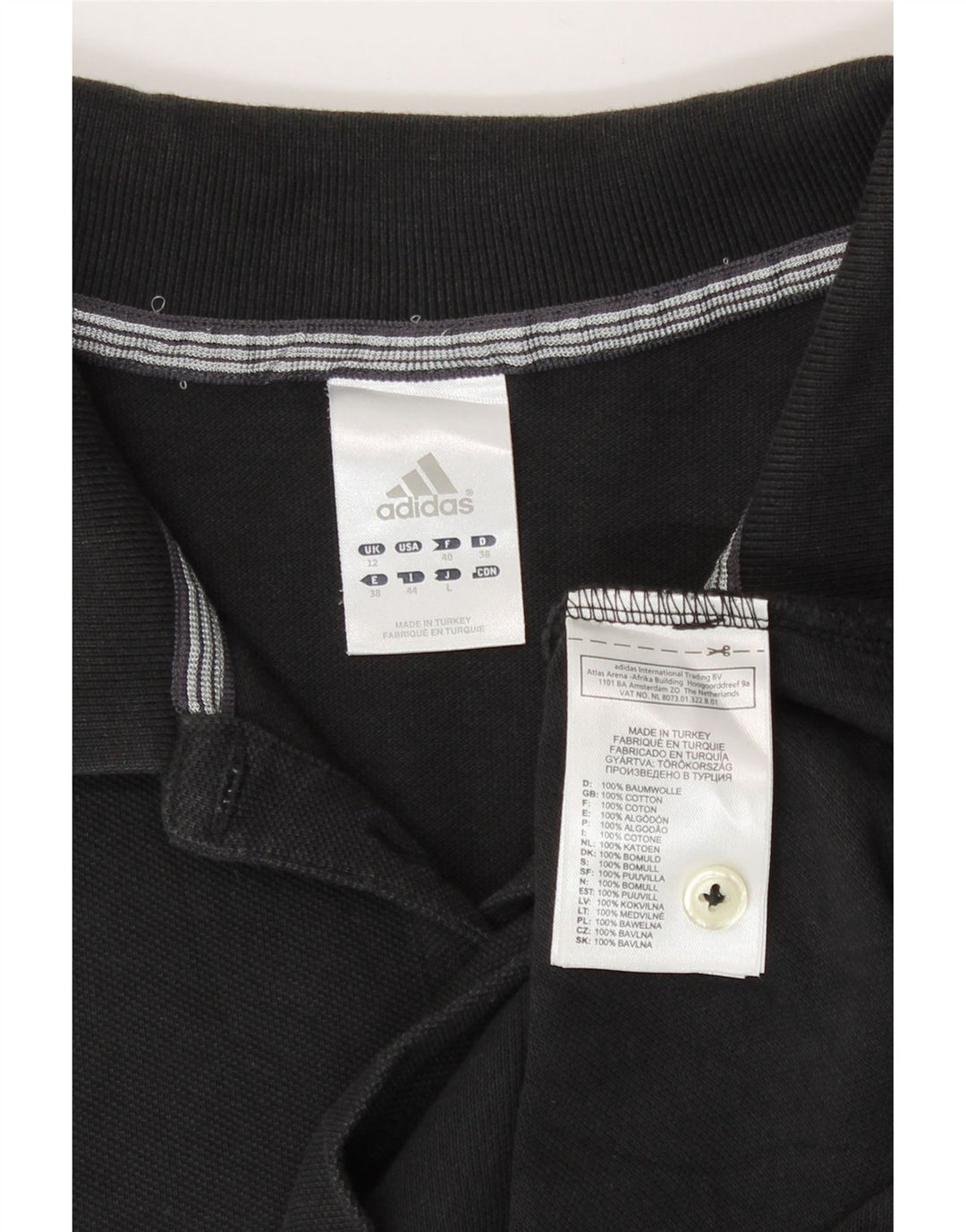 Damska koszulka polo Adidas UK 12, średnia czarna bawełna