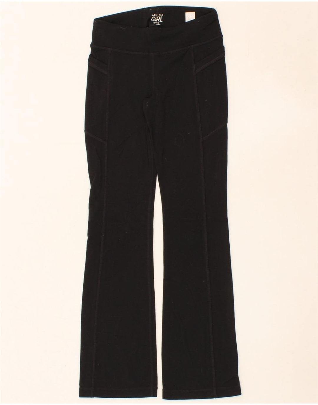 ATHLETA Girls Flare Tracksuit Trousers 8-9 Years Medium Black Polyester Vintage Athleta and Second-Hand Athleta from Messina Hembry 