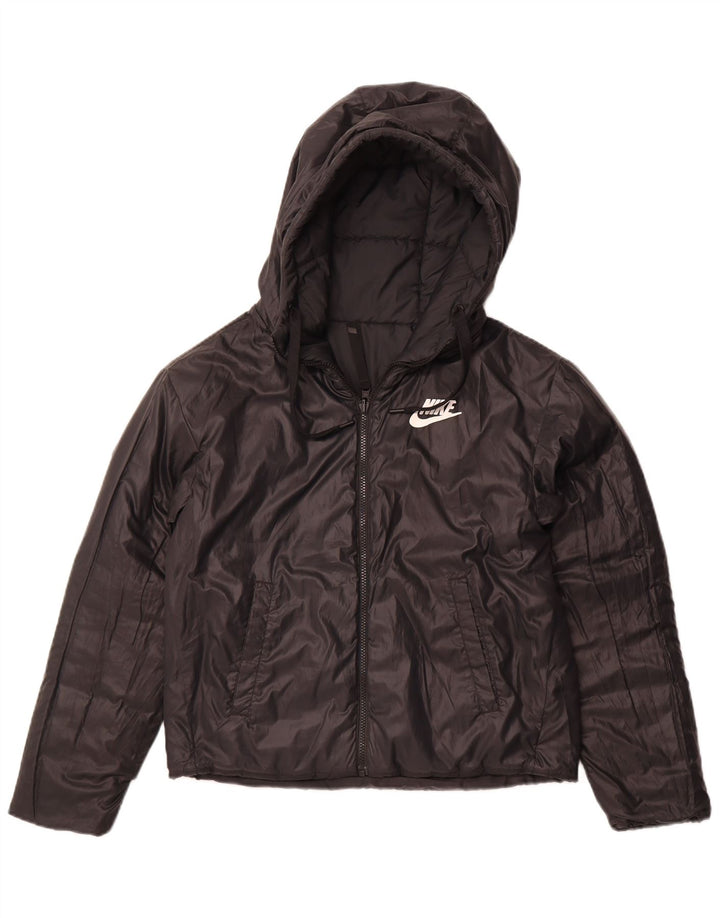 Damska dwustronna ocieplana kurtka z kapturem NIKE UK 10, mała, czarna, poliester