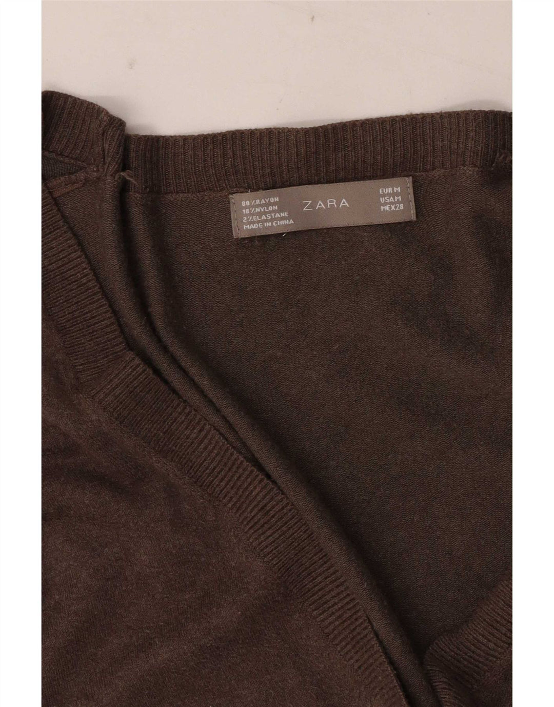 Sweter damski Zara UK 12 Średni brązowy sztuczny jedwab