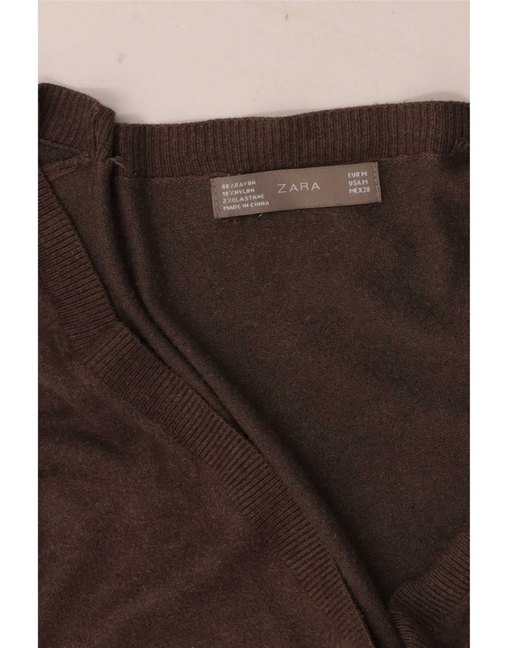 Sweter damski Zara UK 12 Średni brązowy sztuczny jedwab
