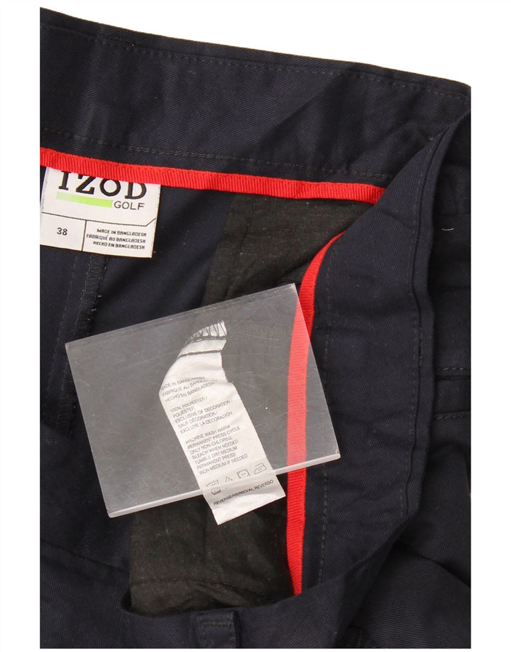 IZOD Mens Golf Pegged Chino Shorts W38 XL Navy Blue Polyester