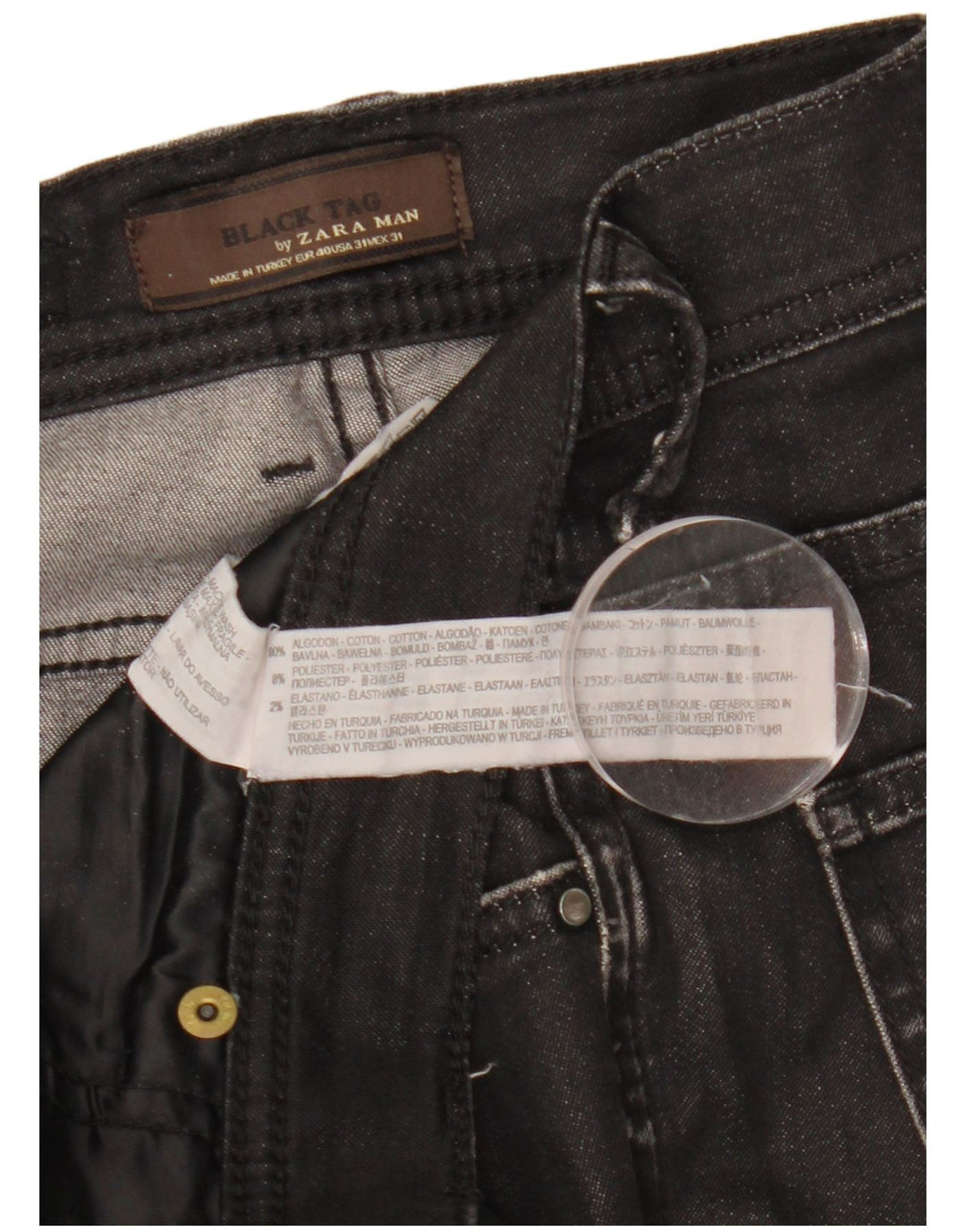 Męskie jeansy slim fit Zara EU 40 Medium W31 L31 Czarna bawełna
