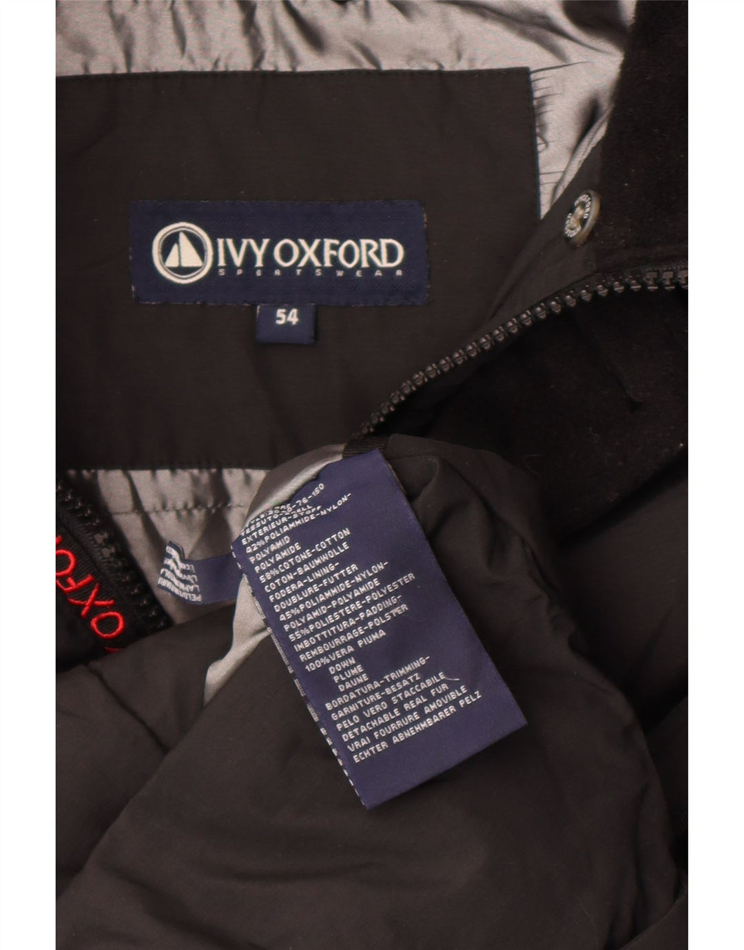 Męska ocieplana kurtka z kapturem Ivy Oxford IT 54 2XL Czarny poliamid