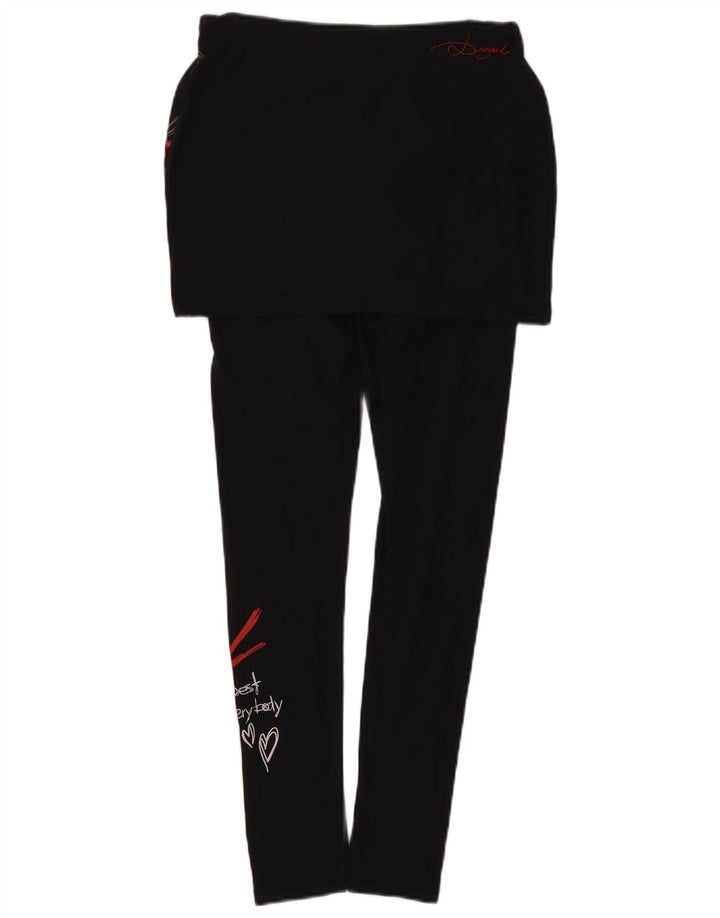 Damskie legginsy Desigual Graphic UK 10 Small, czarne, geometryczne