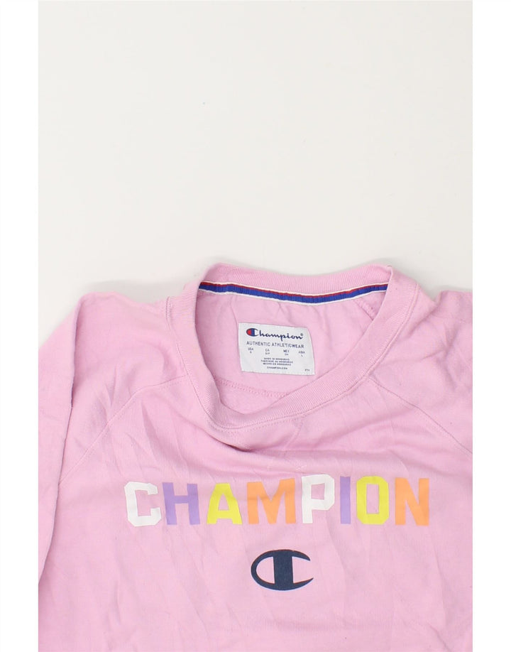 CHAMPION Womens Graphic Sweatshirt Jumper UK 10 Small Pink Vintage Champion and Second-Hand Champion from Messina Hembry 