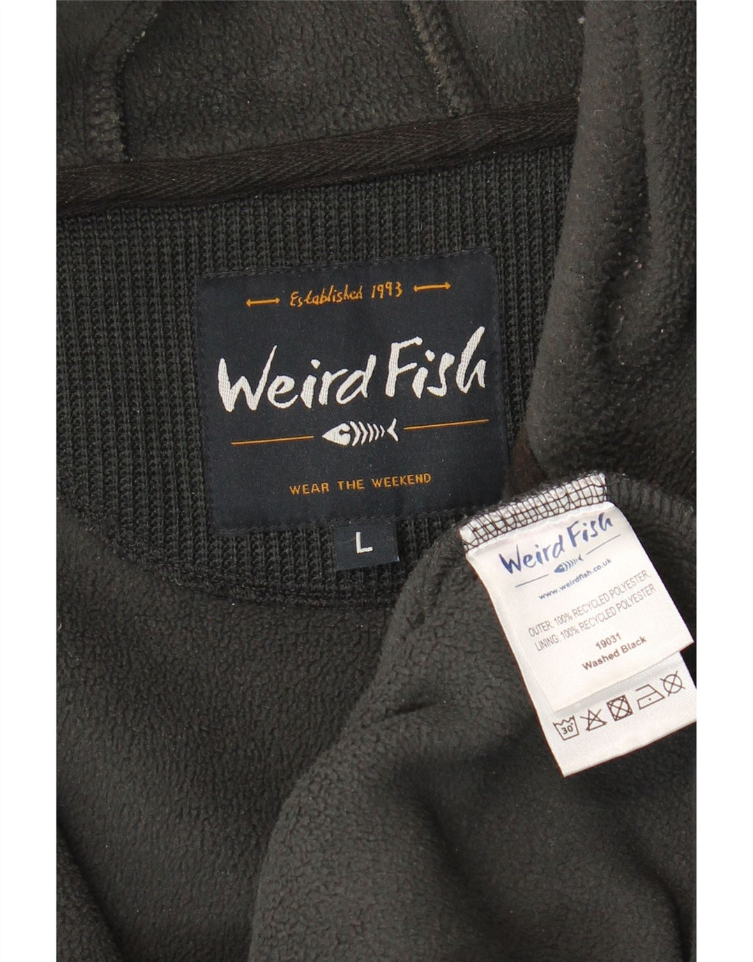 Męski sweter z kapturem i zamkiem Weird Fish, duży, szary poliester