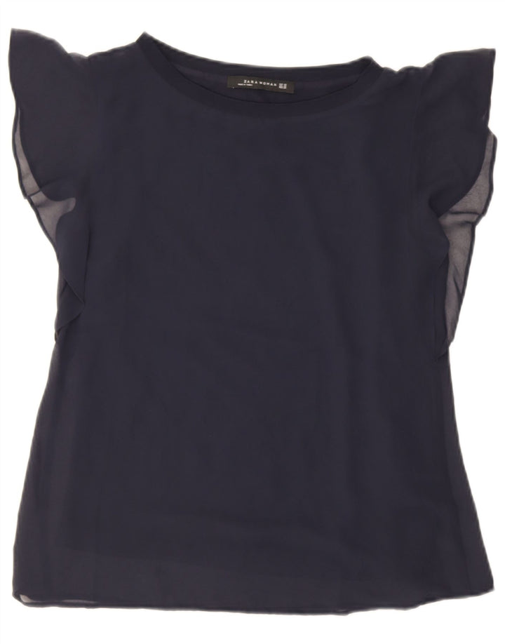 Bluzka damska Oversize Zara Top UK 6 XS Granatowa wiskoza