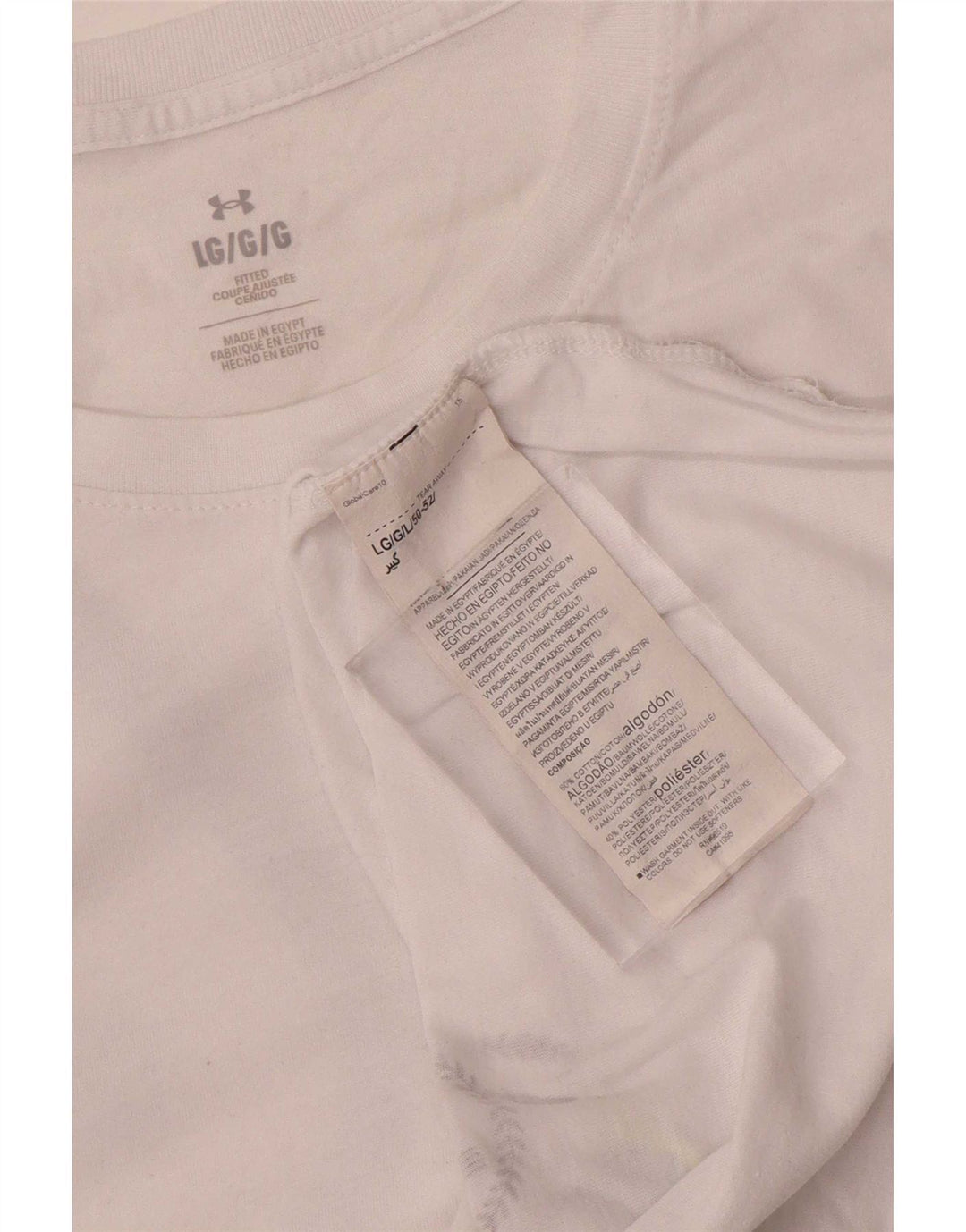 Męski graficzny top Under Armour z długim rękawem, duży, biały, bawełniany