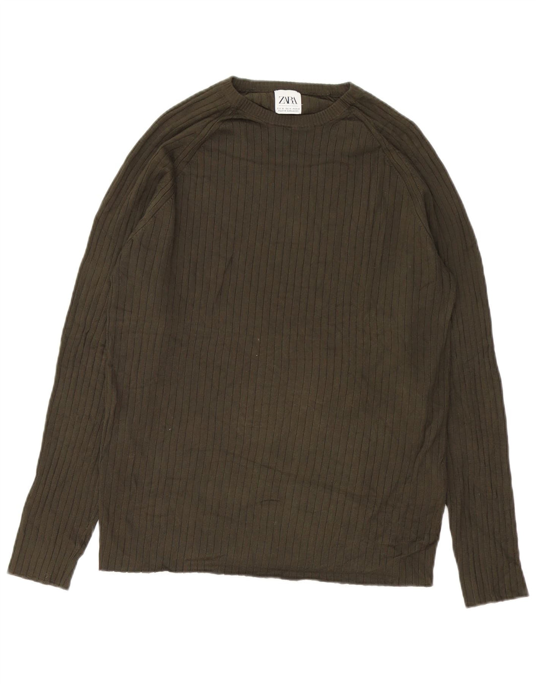 Męski sweter z okrągłym dekoltem Zara, średnio zielona wiskoza