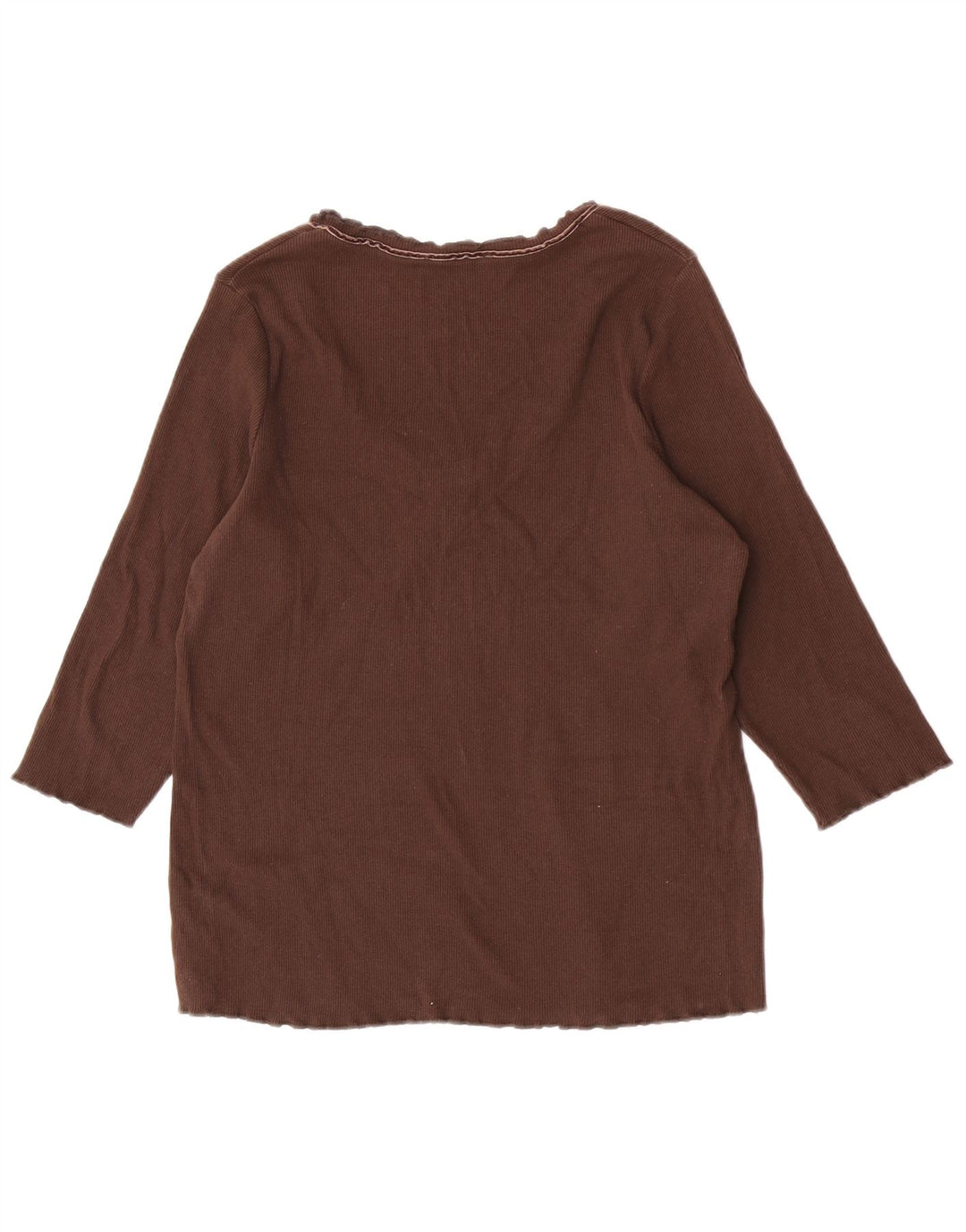 Marks & Spencer Damski top 3/4 z rękawem UK 16, duży, brązowy, bawełniany