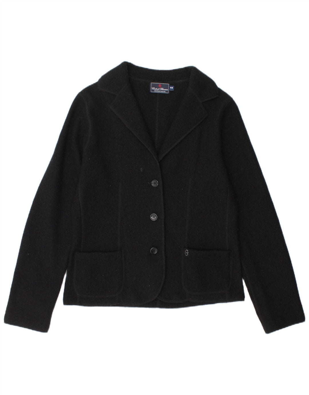 CONTE OF FLORENCE Womens 3 Button Blazer Jacket IT 46 Large Black Wool