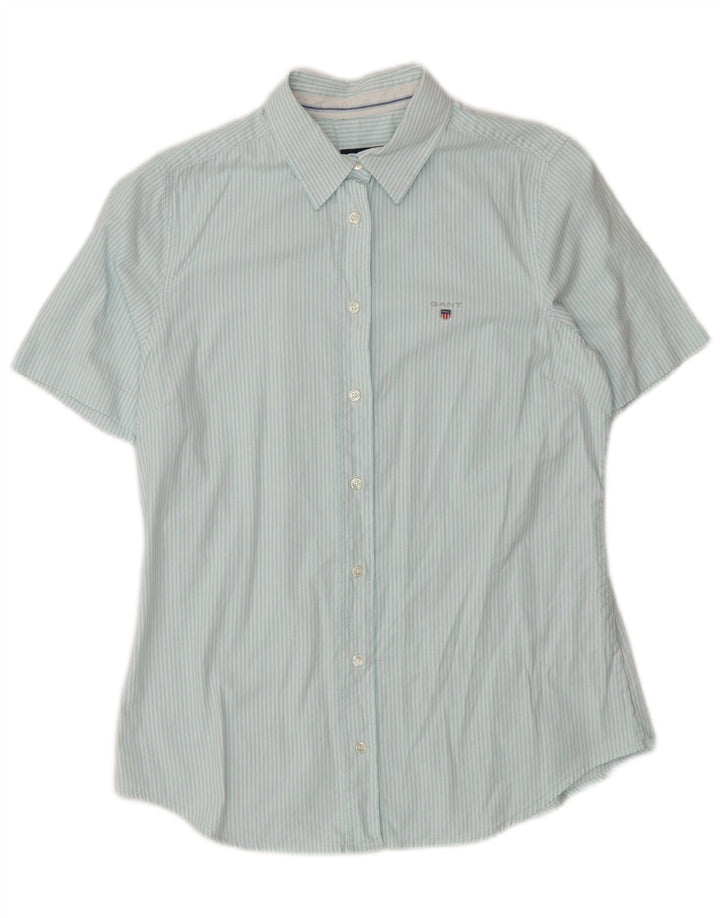 Koszula damska z krótkim rękawem GANT UK 12, bawełniana w kolorze średniego błękitu w prążki