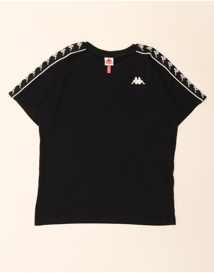 Męski T-shirt z grafiką Kappa, mały, czarny, bawełniany
