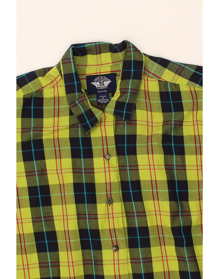 DOCKERS Womens Petite Shirt UK 10 Small Green Check Cotton Vintage Dockers and Second-Hand Dockers from Messina Hembry 