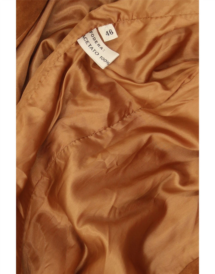 Damska marynarka zapinana na 2 guziki w stylu VINTAGE IT 46, duża brązowa skóra