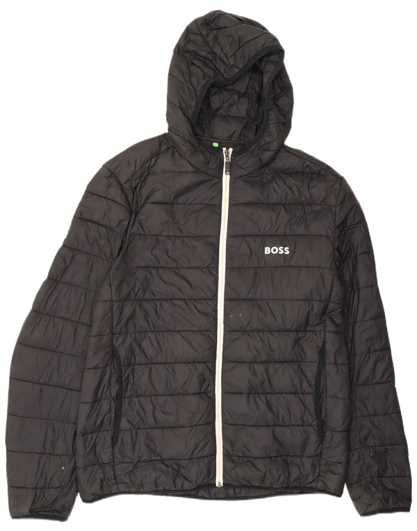 Męska ocieplana kurtka z kapturem Hugo Boss UK 44 2XL Czarny poliamid