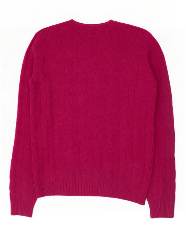 Sweter damski Polo Ralph Lauren z dekoltem w kształcie litery V, UK 10, mały, różowy, wełna merynosowa