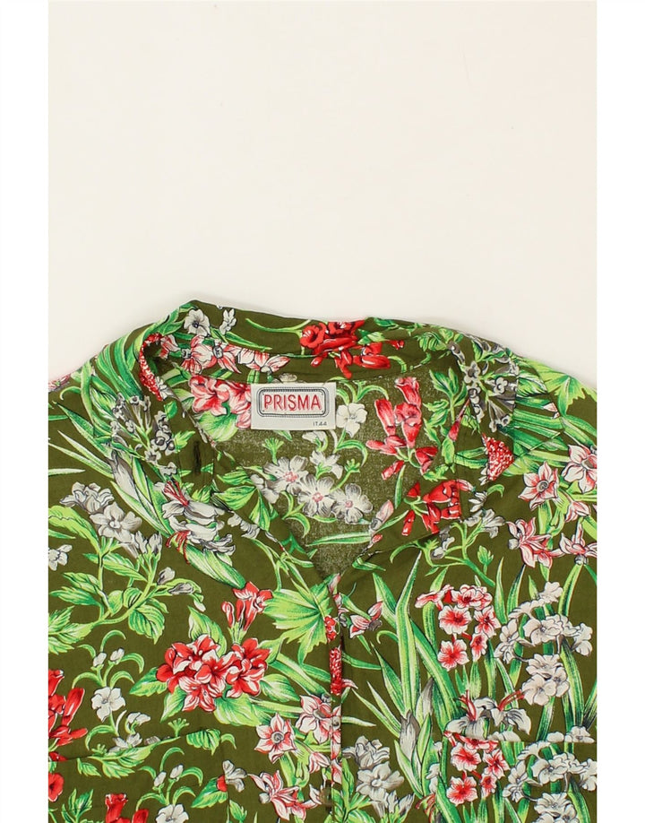 PRISMA Womens Short Sleeve Shirt IT 44 Medium Green Floral Viscose Vintage Prisma and Second-Hand Prisma from Messina Hembry 