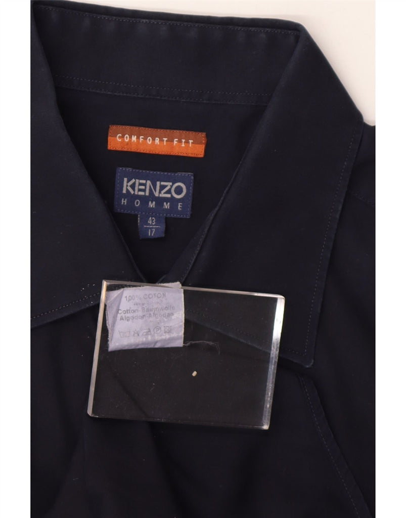 KENZO Mens Comfort Fit Shirt Size 43 17 XL Navy Blue Cotton Vintage Kenzo and Second-Hand Kenzo from Messina Hembry 