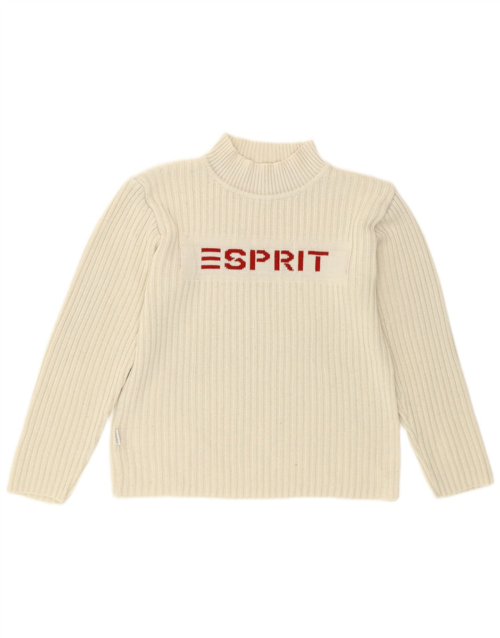 Damski sweter z golfem Esprit, UK 14, średni biały bawełniany