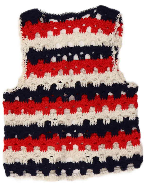 Vintage damski sweter bez rękawów, UK 8, małe, wielokolorowe paski