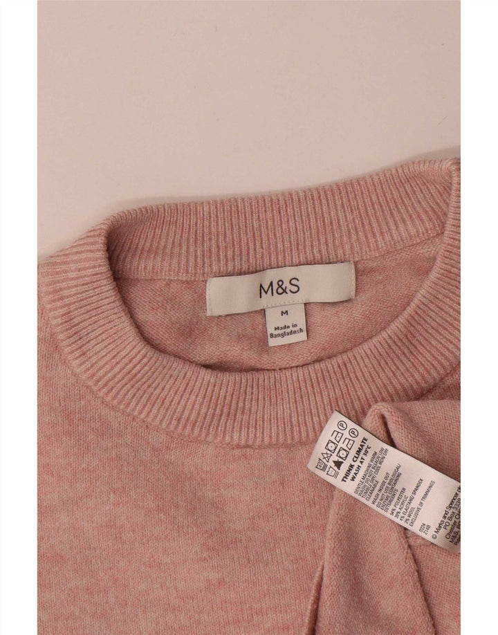 Marks & Spencer Damski sweter z okrągłym dekoltem, UK 14, średni różowy poliester