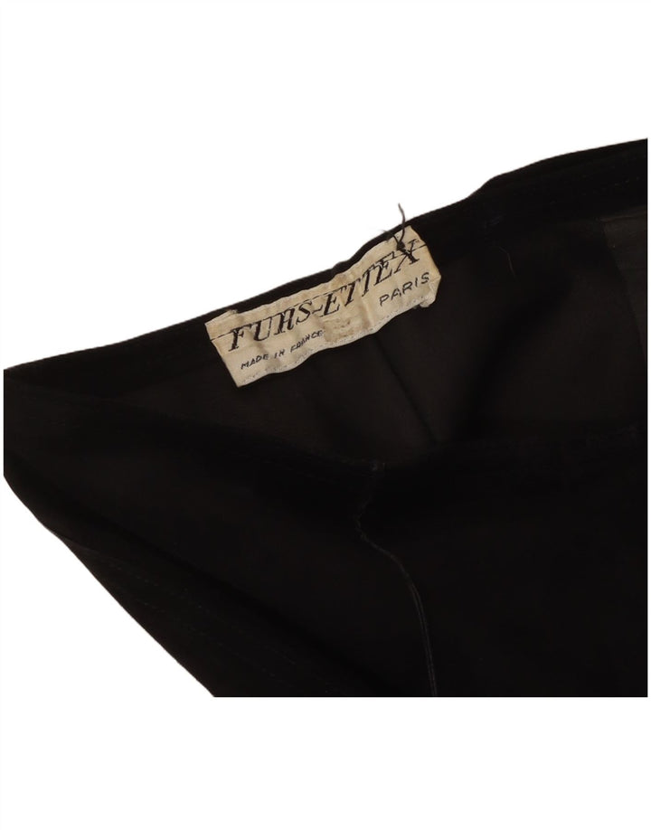 Zamszowe spodnie Capri damskie VINTAGE z szerokimi nogawkami W30 L19 Czarne