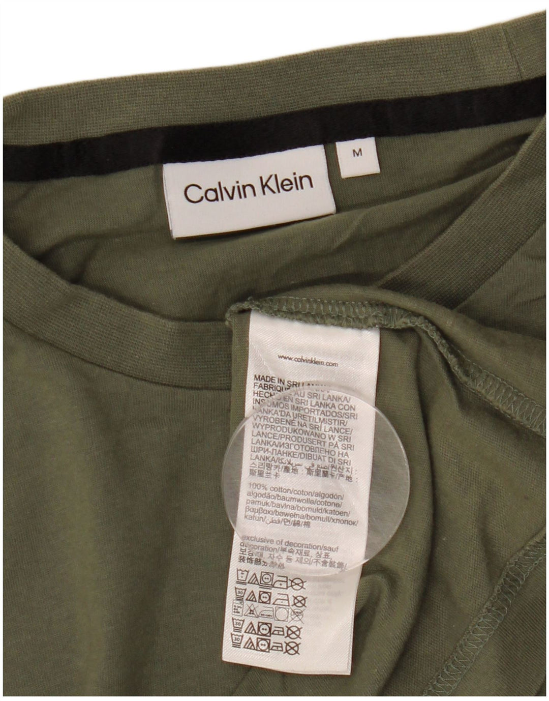 Męska koszulka z grafiką Calvin Klein, średnia, bawełniana khaki
