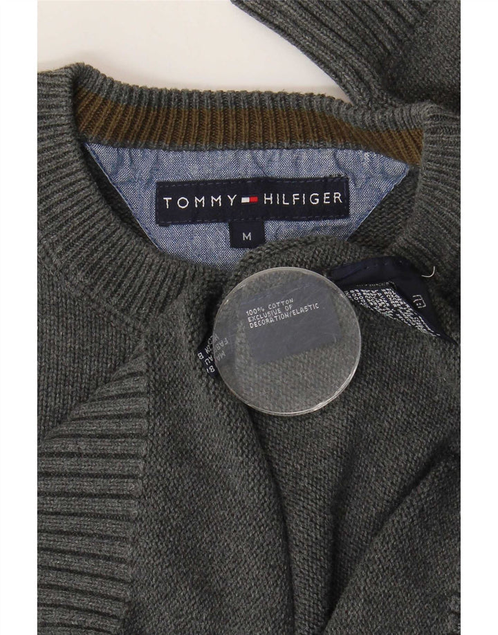 Męski sweter z okrągłym dekoltem Tommy Hilfiger, średnioszary, bawełniany